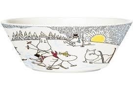 Arabia Muumi kulho Hiihtäen kera Herra Virkkunen, sesonki 2014