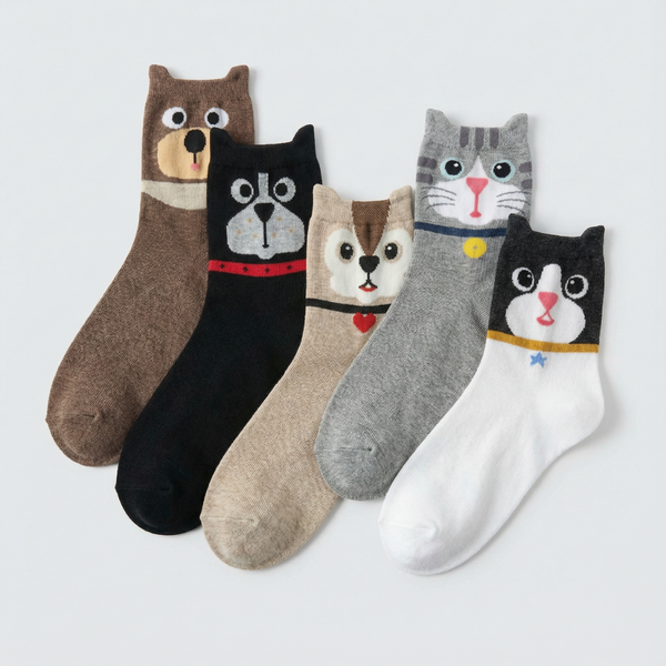 Hauskat Puuvillaiset Eläinsukat (Kissa & Koira)