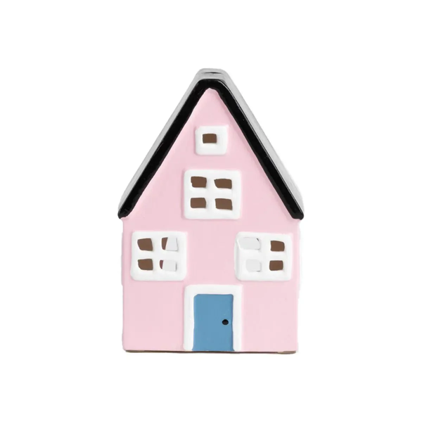 Lempi Lifestyle Keraaminen kynttil&auml;talokoriste, pinkki, pieni 15,5cm