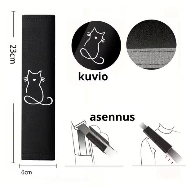 Kissa-aiheiset turvavy&ouml;n hartiasuojat