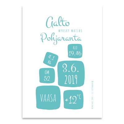 R&auml;&auml;t&auml;l&ouml;it&auml;v&auml; Vauva juliste 3 TURKOOSI