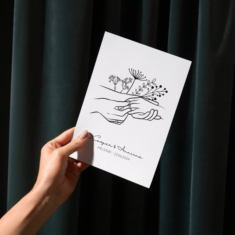 R&auml;&auml;t&auml;l&ouml;it&auml;v&auml; pariskunta juliste, K&auml;det & kukat NO3