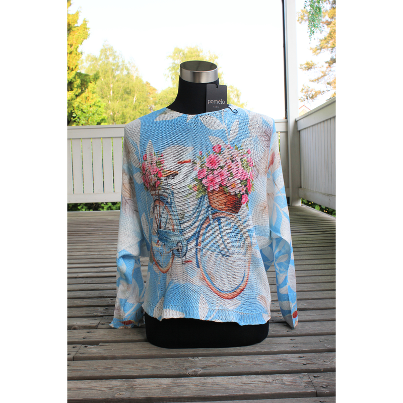 Kes&auml;inen polkupy&ouml;r&auml;kuvioinen -neulepaita