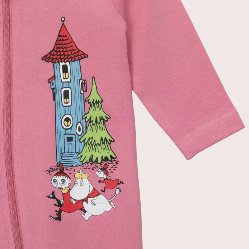 Muumitalo-pyjama vauvoille, roosa (vetoketjullinen)
