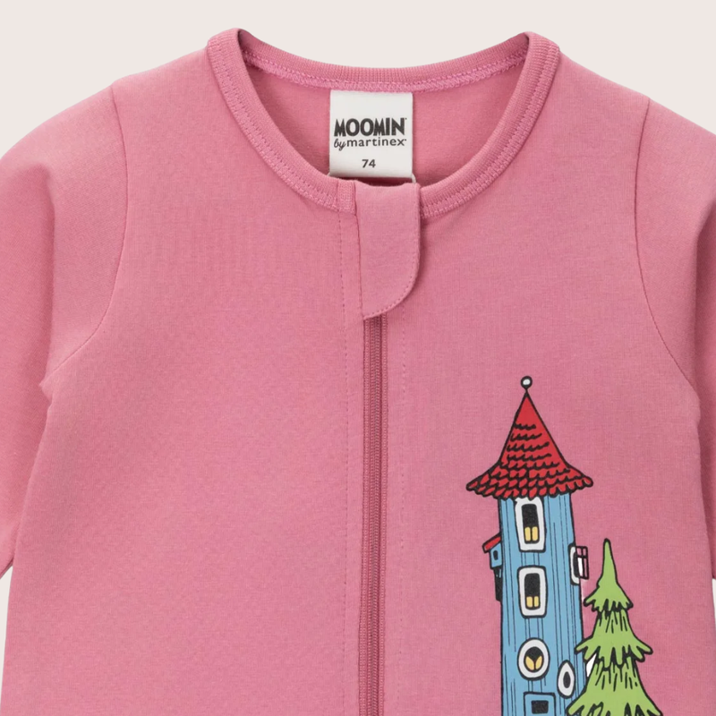 Muumitalo-pyjama vauvoille, roosa (vetoketjullinen)