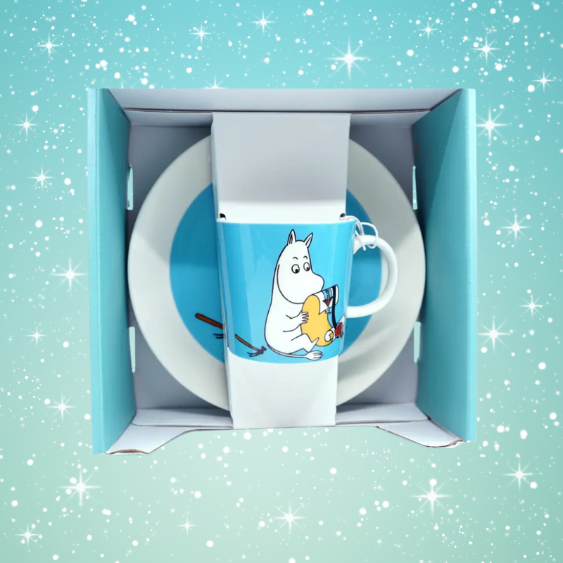 Muumipeikko Turkoosi Muumimuki ja Lautanen Setti (Poistunut Tuotannosta)