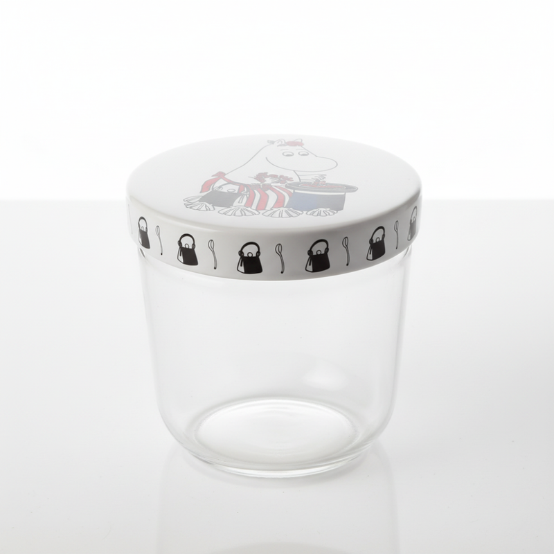 Muumi s&auml;ilytyspurkki, lasia ja keraaminen kansi (Tuotannosta poistunut)