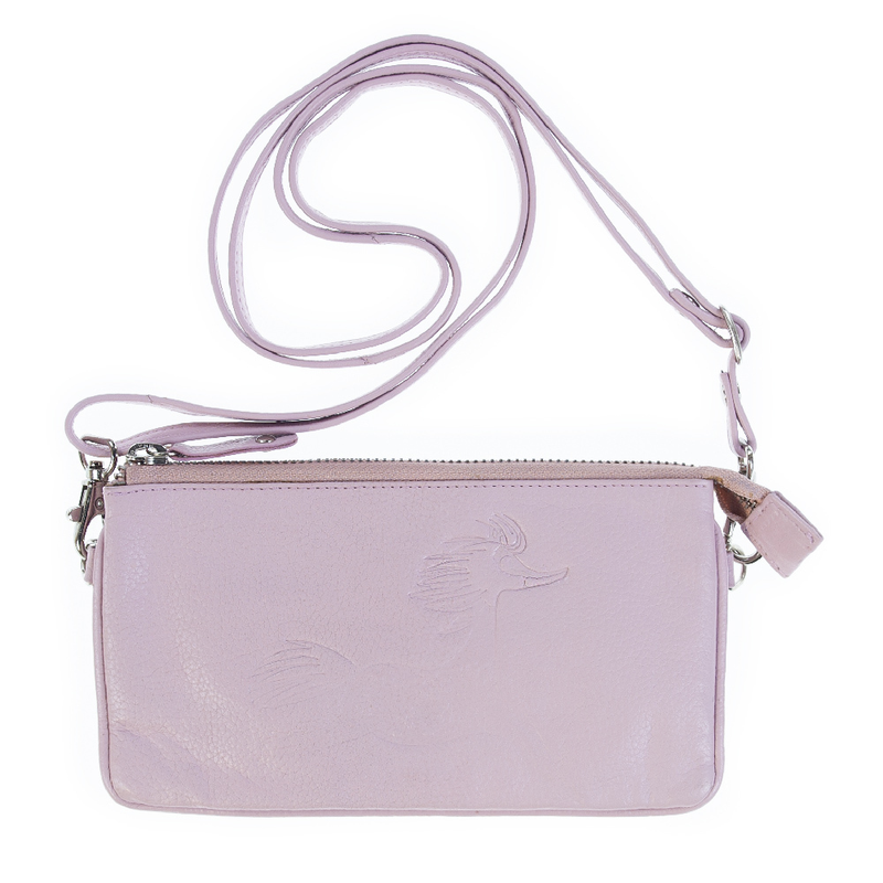 Lasessor Primadonna nahkainen olkalaukku/rannelaukku, vaaleanpunainen