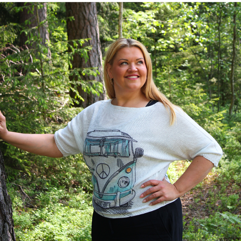 Kes&auml;unelma VW-neulepaita sininen/turkoosi