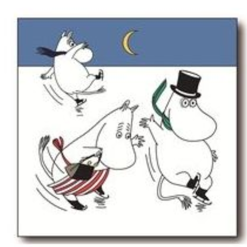 Muumit luistelemassa lasinalunen 1 kpl