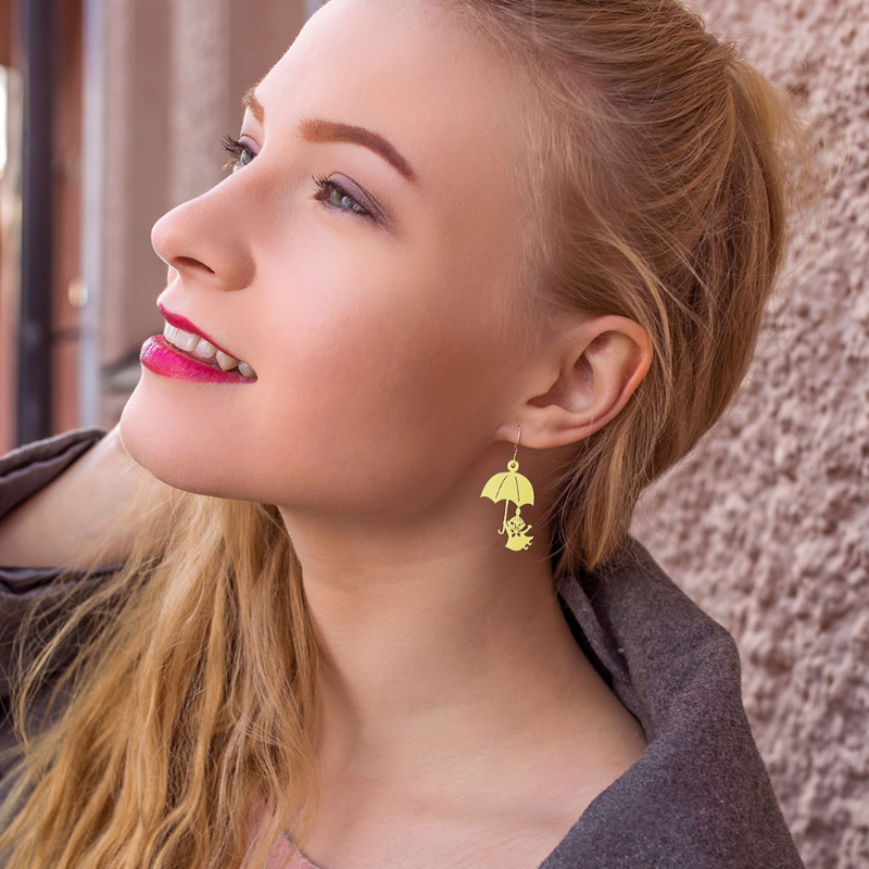 Pikku Myy ja sateenvarjo korvakorut, keltainen