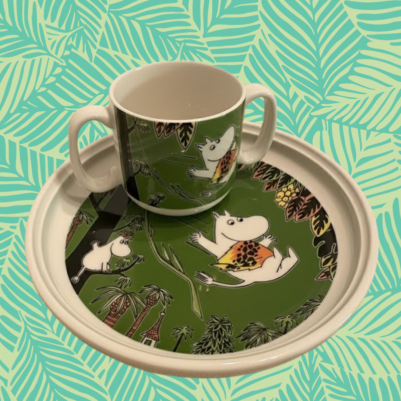 Arabia Muumi lastenastiasto Viidakko (Muki ja Lautanen)