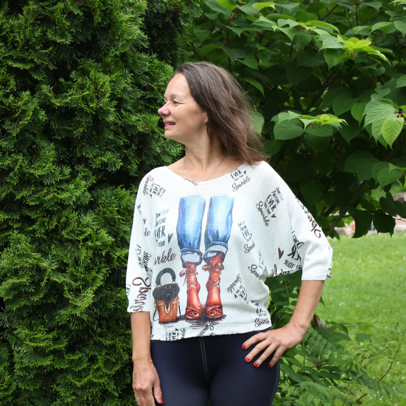 Kimallus & Korkokeng&auml;t -neulepusero