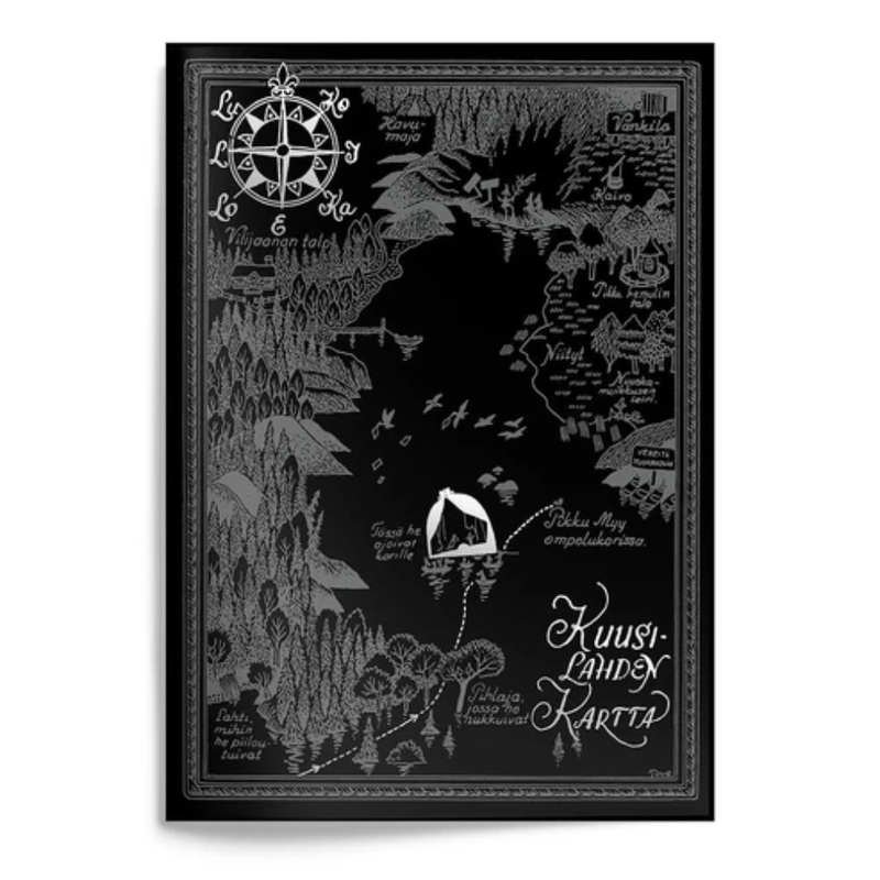 Muumi vihko, Muumilaakson kartta musta